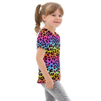 Girls Rainbow Leopard Cotton T-Shirt