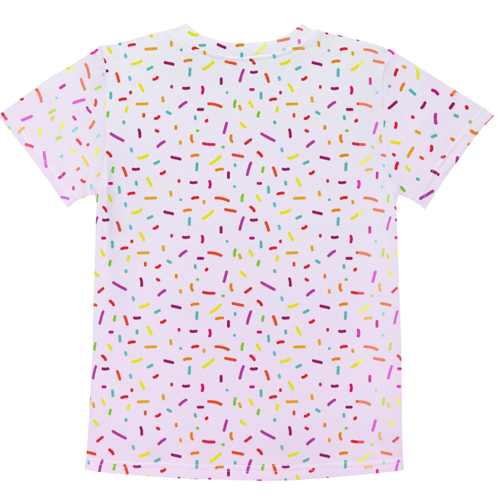 Girls colorful sprinkles birthday t-shirt white short sleeve with multicolored sprinkle pattern for custom age celebration