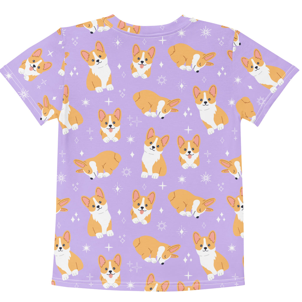 Girls Purple Corgi Dog T-Shirt