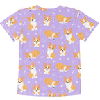 Girls Purple Corgi Dog T-Shirt