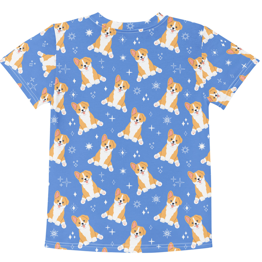 Kids Blue Corgi Dog T-Shirt