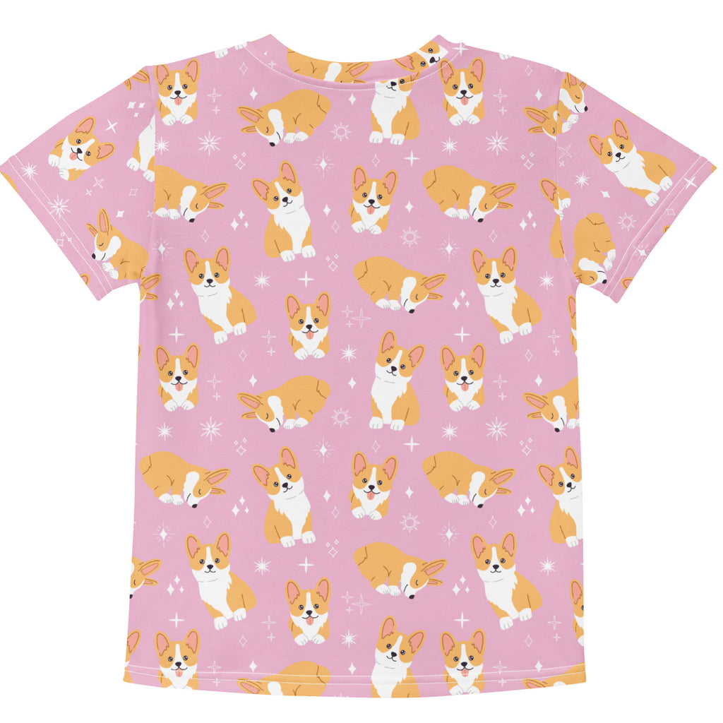 Girls Pink Corgi Dog T-Shirt