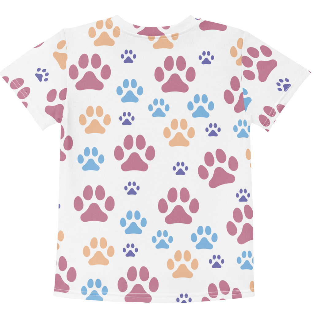 Girls Colorful Paw Prints T-Shirt