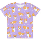 Girls Purple Corgi Dog T-Shirt