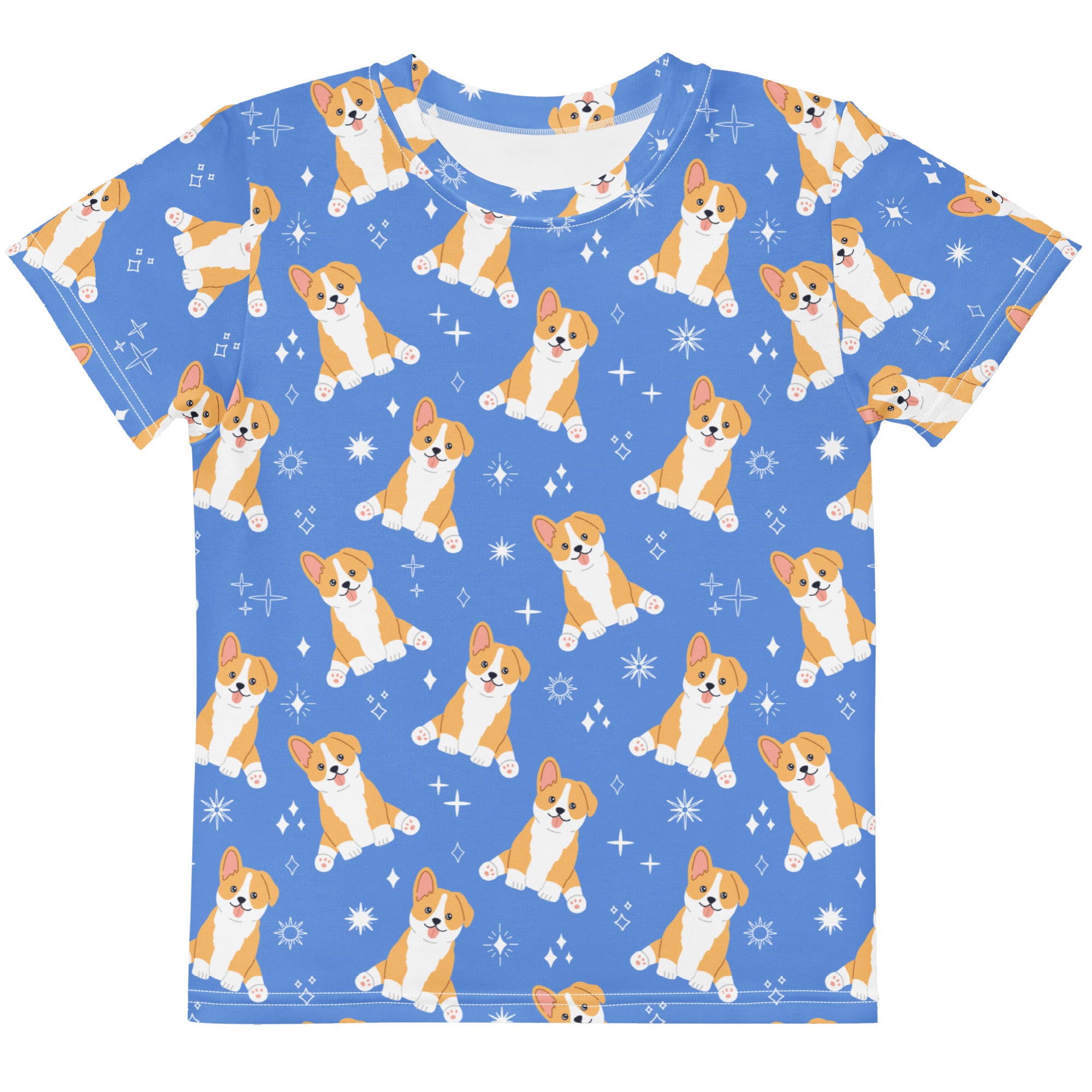 Kids Blue Corgi Dog T-Shirt