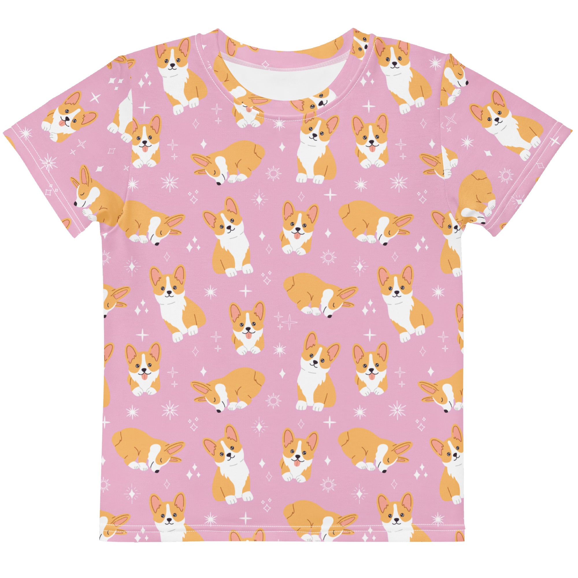 Girls Pink Corgi Dog T-Shirt