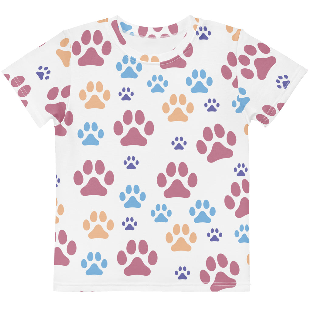 Girls Colorful Paw Prints T-Shirt