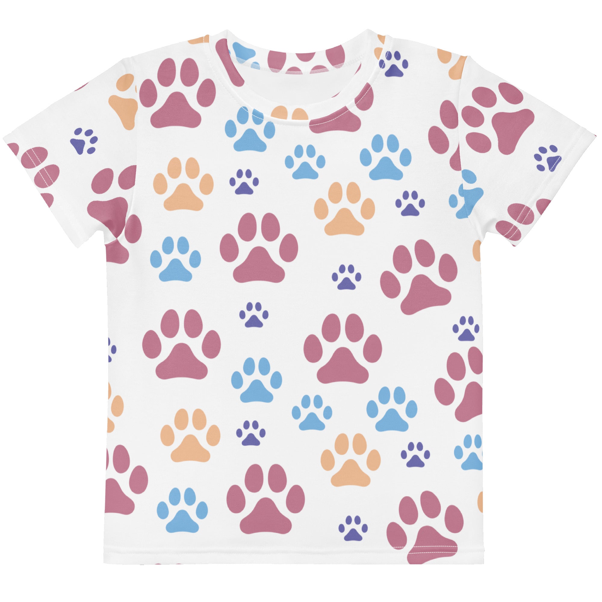 Girls Colorful Paw Prints T-Shirt