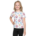 Girls Colorful Paw Prints T-Shirt
