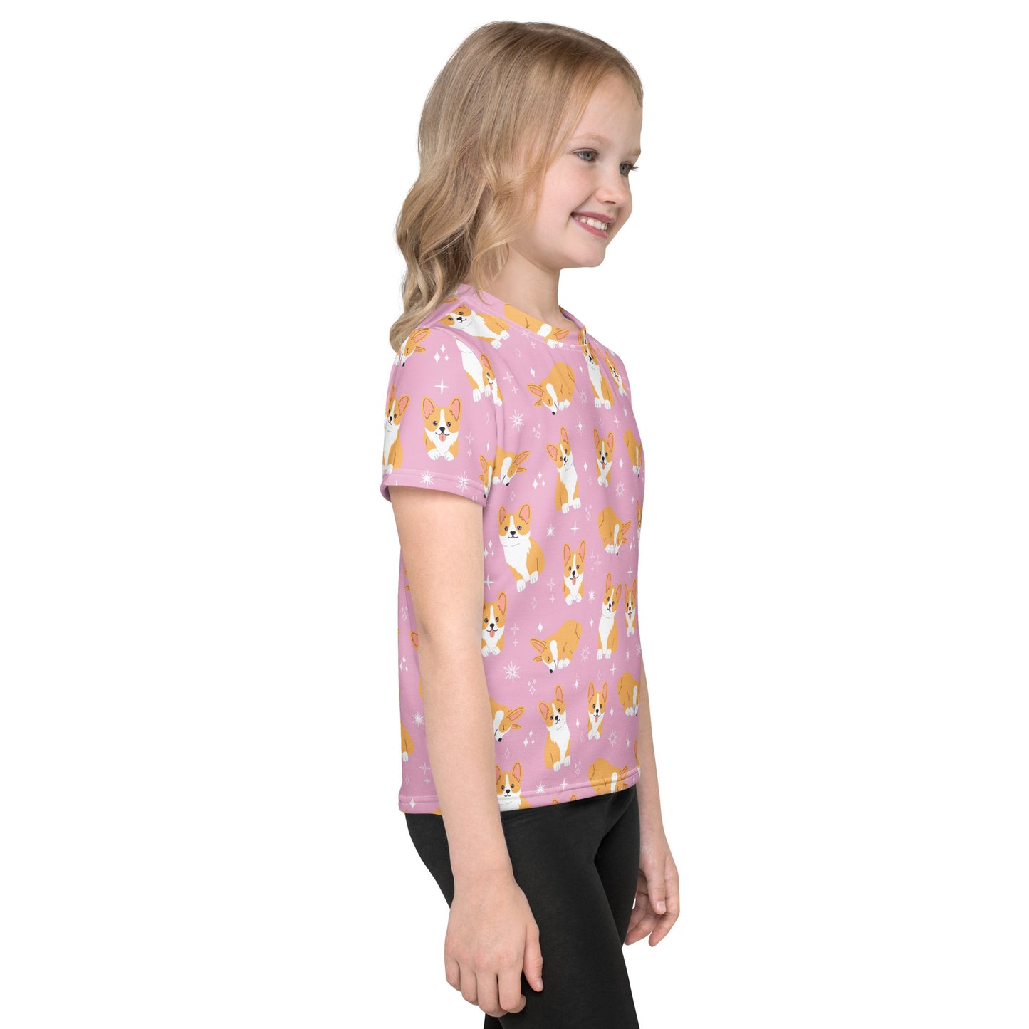 Girls Pink Corgi Dog T-Shirt