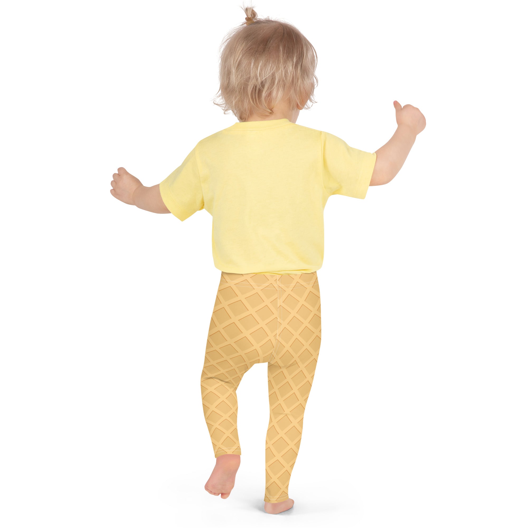 Yellow ice cream cone patterned baby onesie with short sleeves and full-length legs in buttery soft fabric