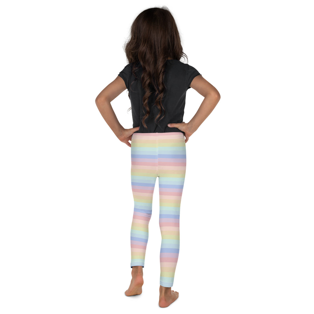 Girls Striped Rainbow Pastel Buttery Soft Leggings