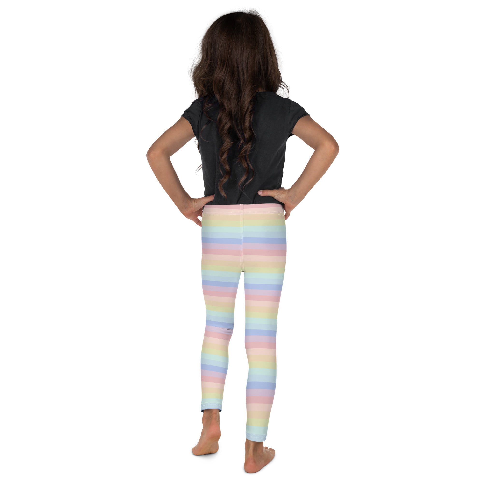 Girls Striped Rainbow Pastel Buttery Soft Leggings