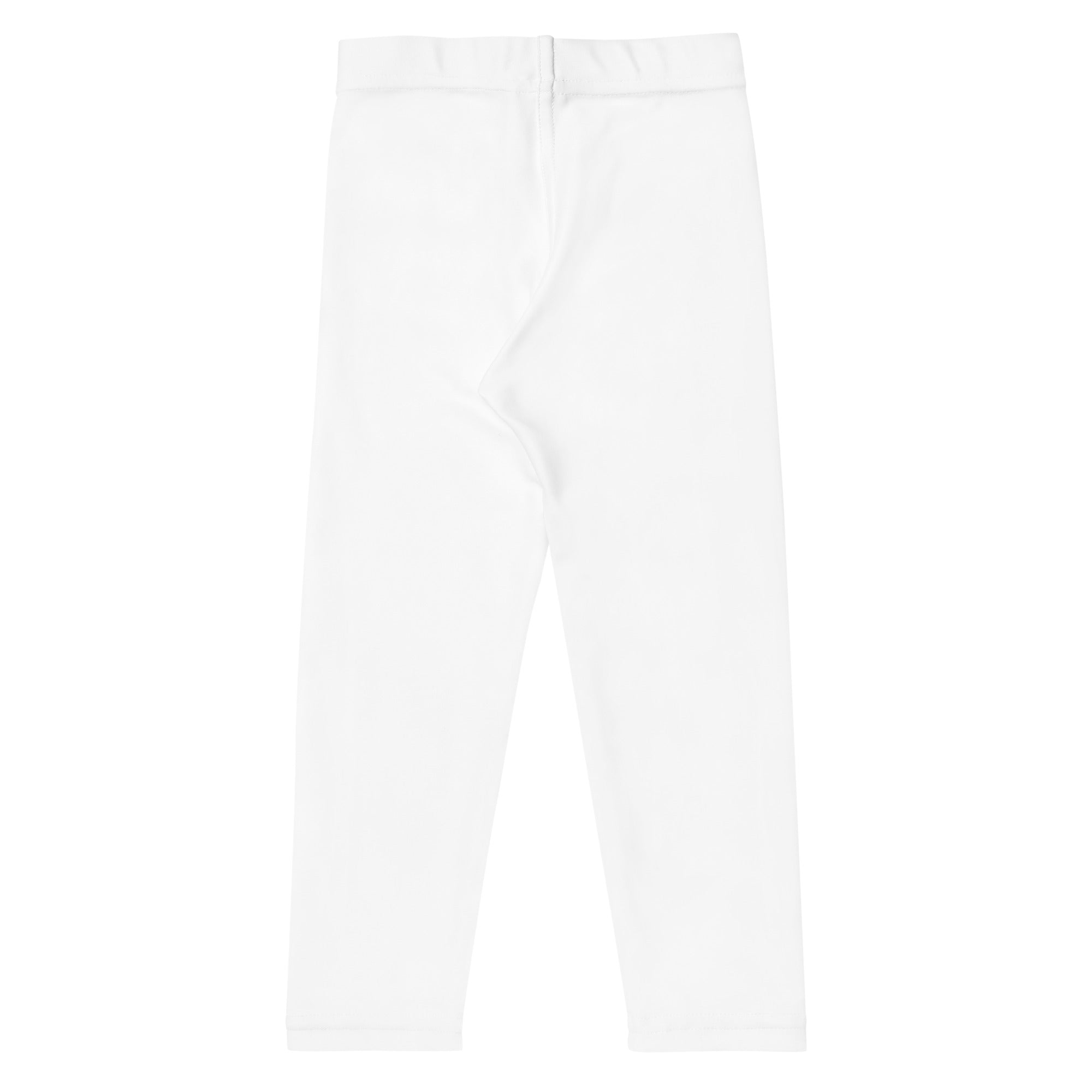 Kids buttery soft white leggings made of smooth fabric with elastic waistband in a form-fitting design