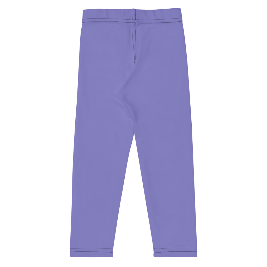 Girls buttery soft purple leggings made of smooth stretchy fabric with a simple elastic waistband