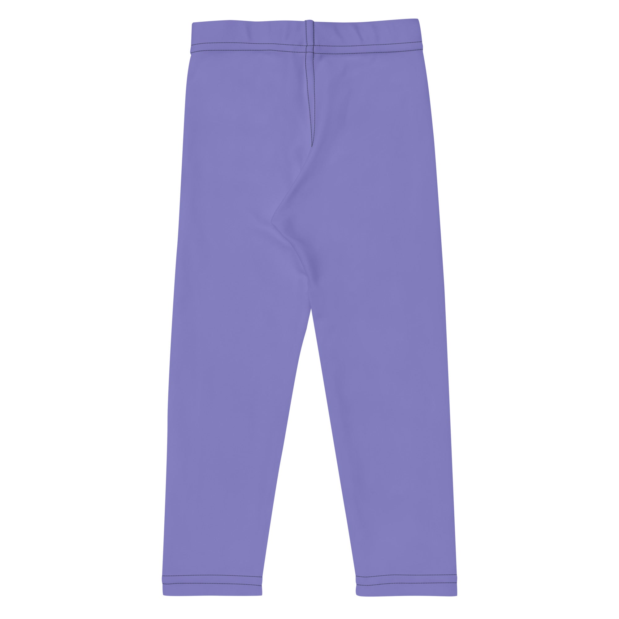 Girls buttery soft purple leggings made of smooth stretchy fabric with a simple elastic waistband