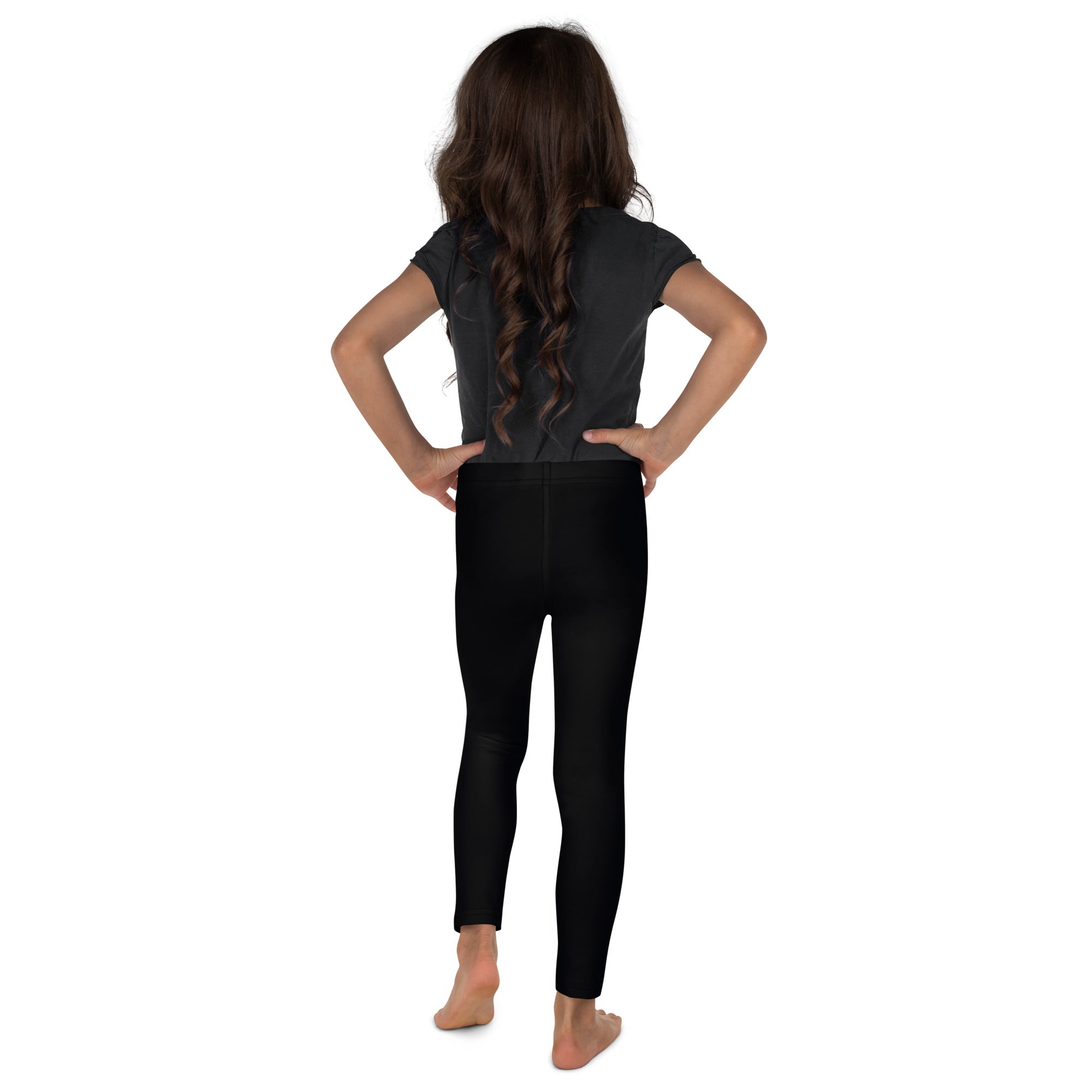 Kids buttery soft black leggings set with matching short-sleeved top made from comfortable stretchy fabric