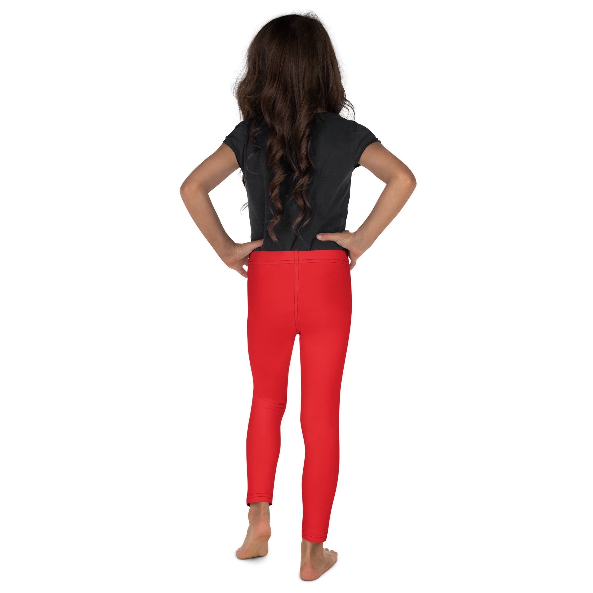 Bright red kids buttery soft leggings made of form-fitting material for comfortable everyday wear