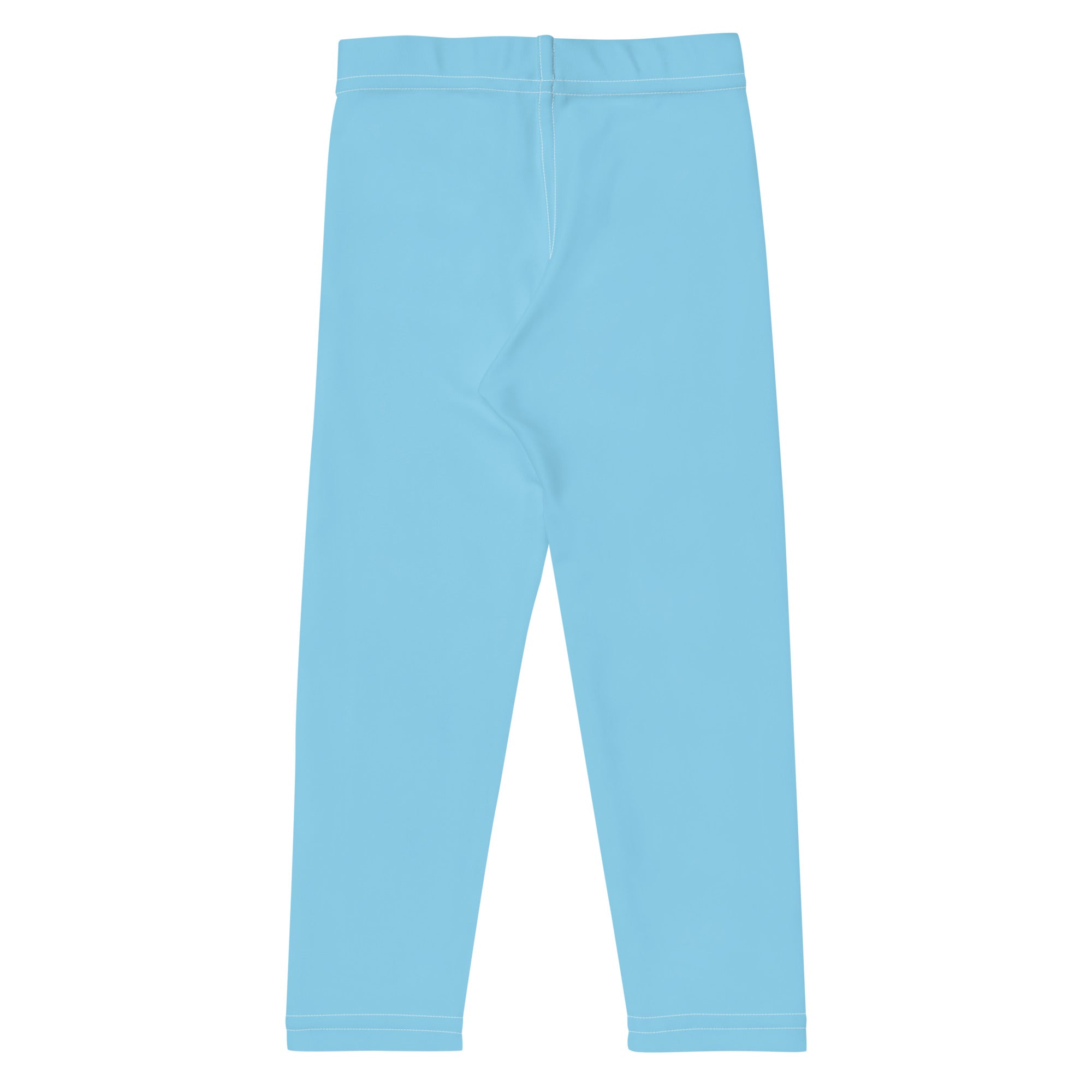 Kids buttery soft sky blue leggings in smooth fabric with elastic waistband and form fitting design