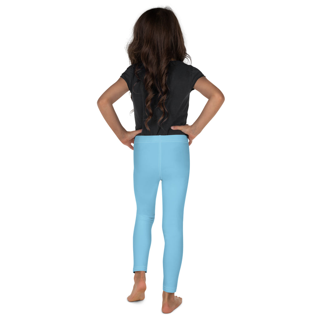 Kids buttery soft sky blue leggings made of light blue form-fitting soft fabric for comfortable wear