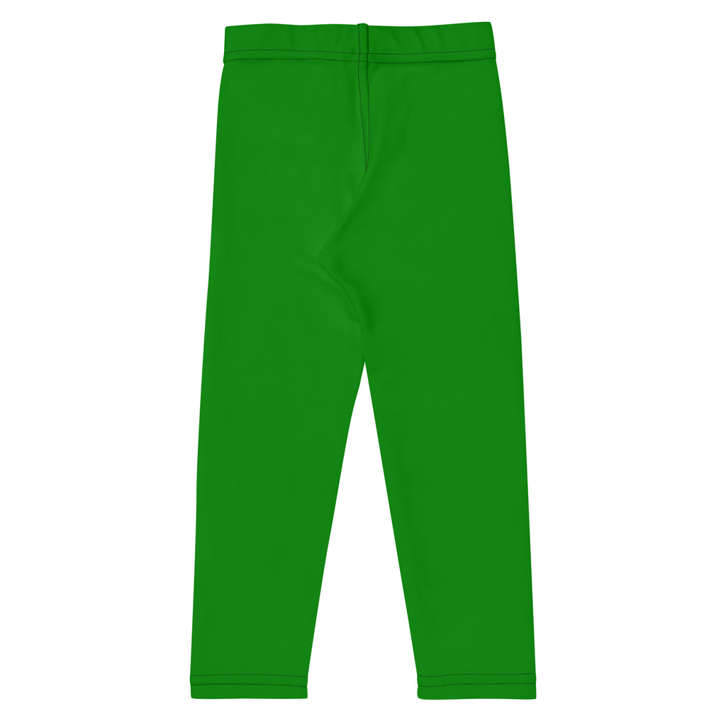 Kids buttery soft green leggings in bright green with a simple elastic waistband and clean hem made from soft fabric