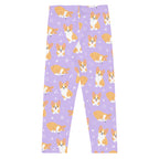 Girls Purple Corgi Dog Buttery Soft Leggings