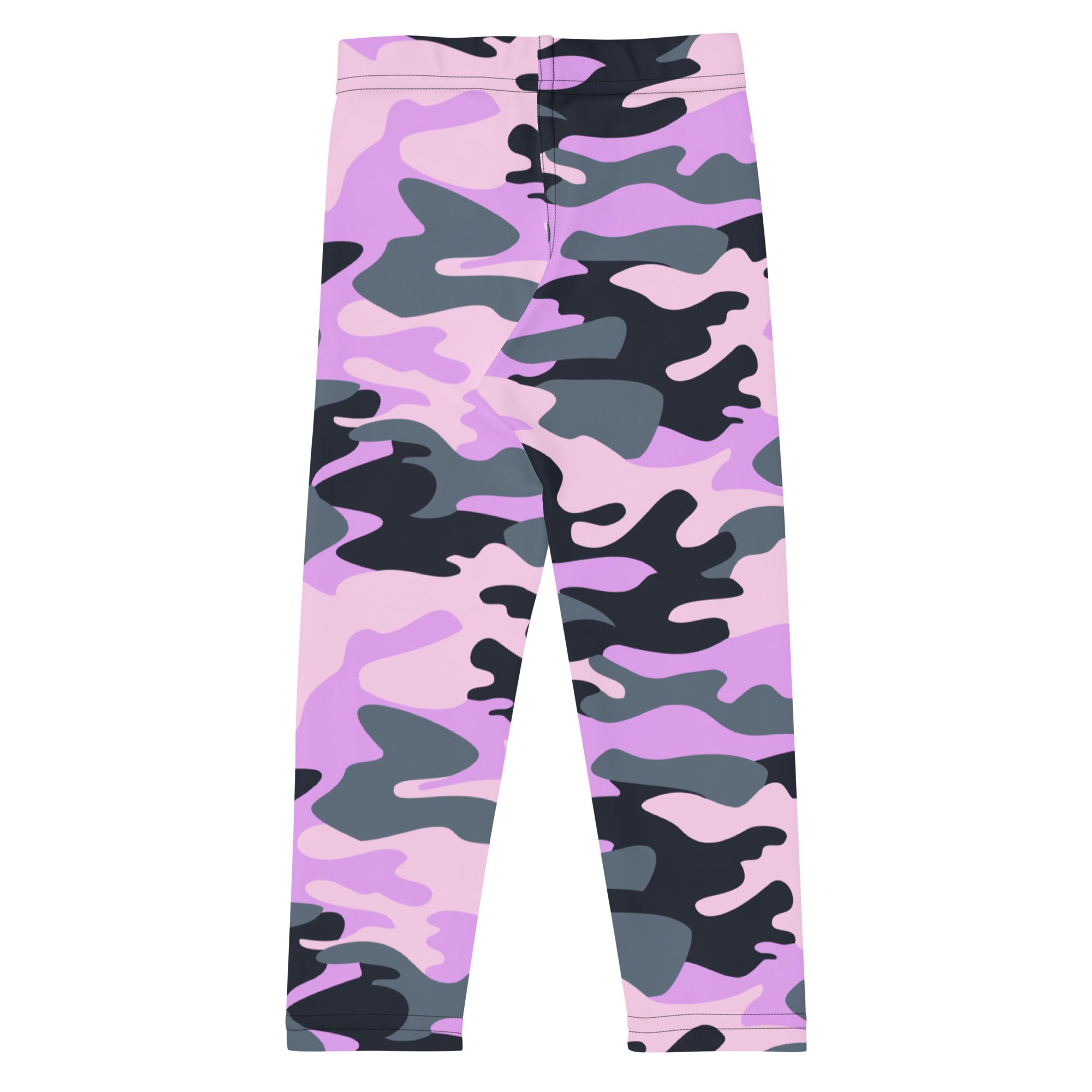 Girls purple camouflage buttery soft leggings in pink gray and black with a comfortable stretchy fit