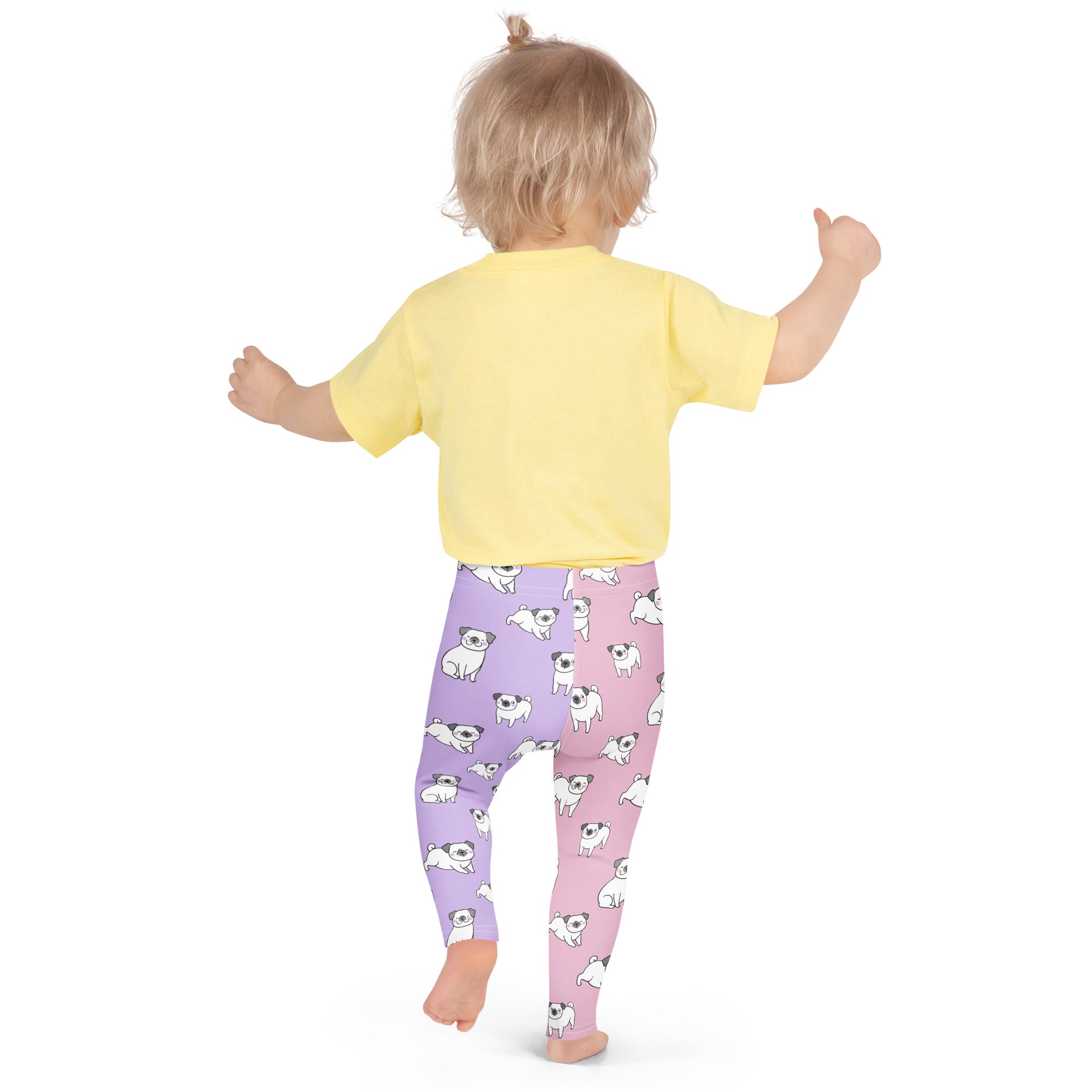 Girls Pink & Purple Pug Buttery Soft Leggings