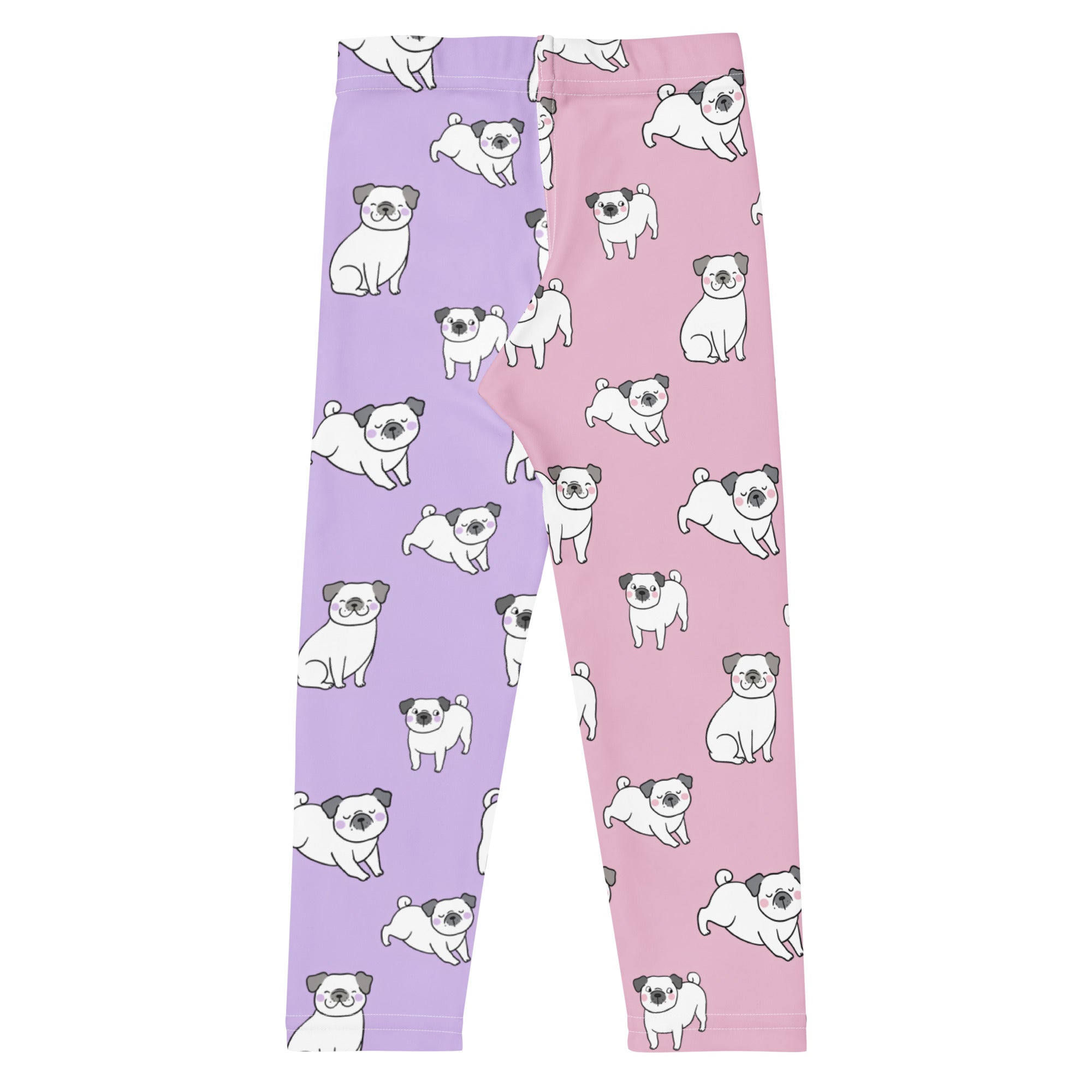 Girls Pink & Purple Pug Buttery Soft Leggings