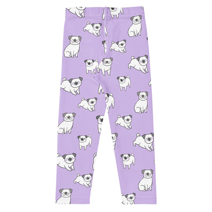 Girls Purple Pug Buttery Soft Leggings