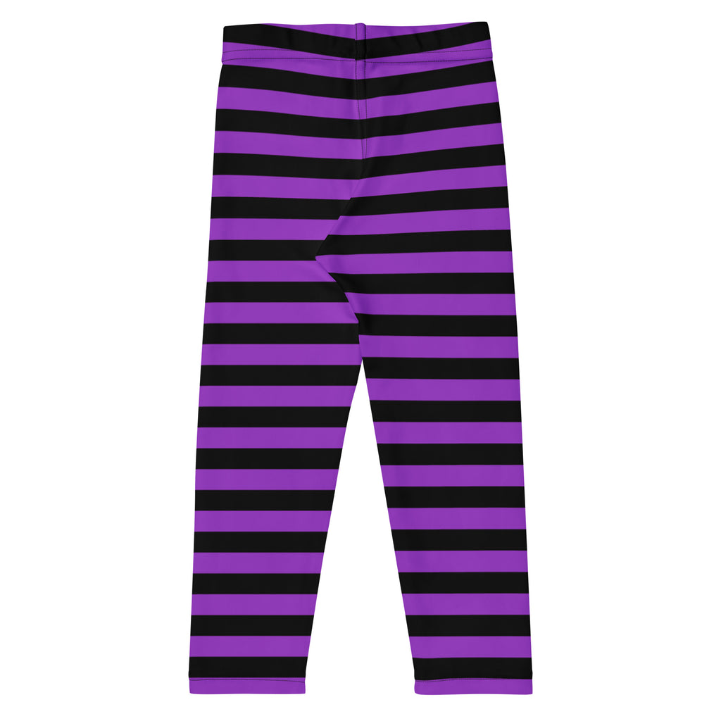 Kids Purple and Black Halloween Striped Buttery Soft Leggings
