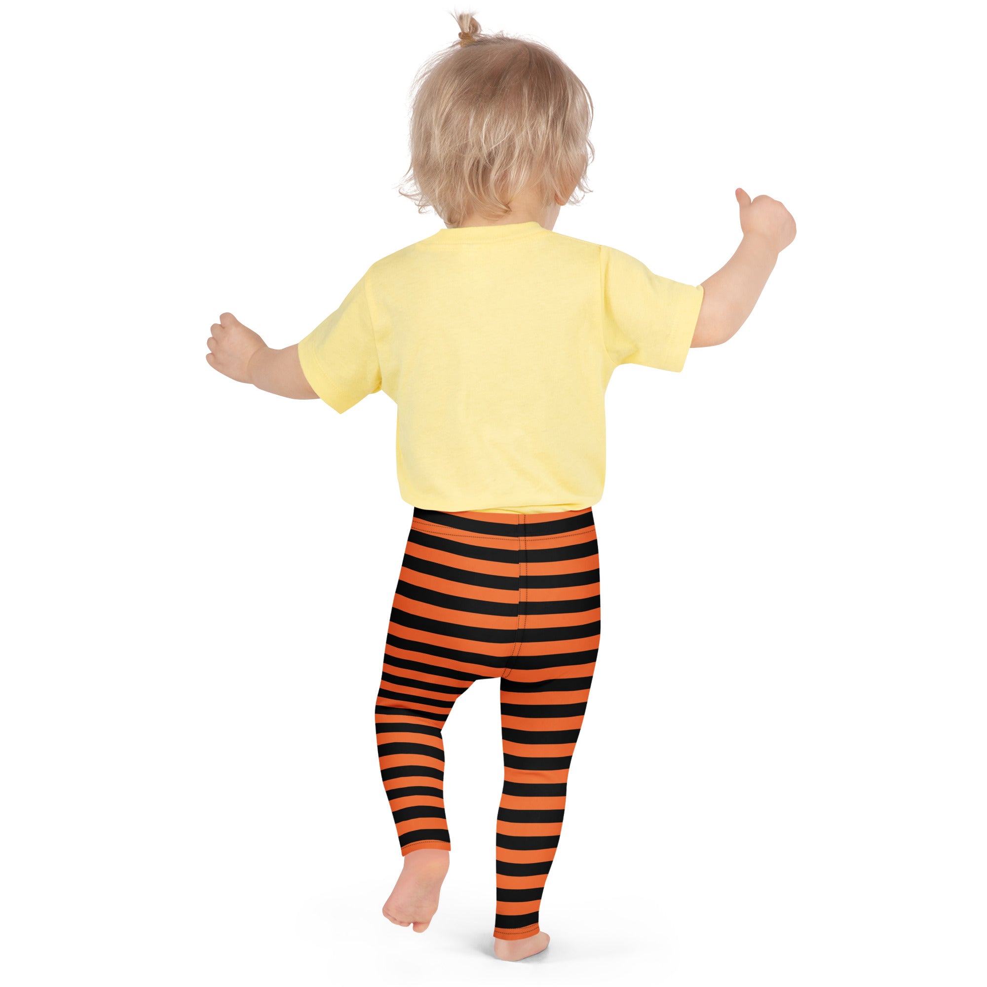 Kids Orange and Black Halloween Striped Buttery Soft Leggings