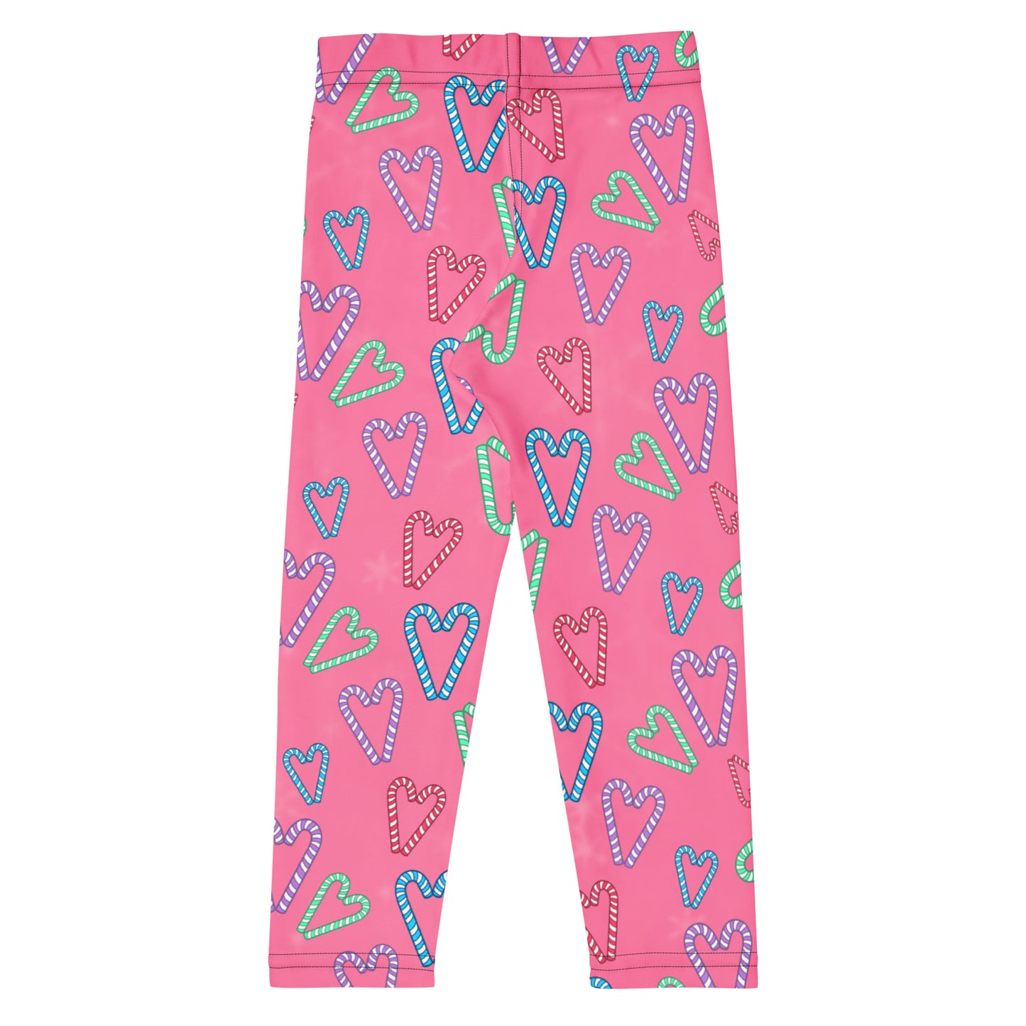 Girls Pink Candy Cane Heart Buttery Soft Leggings