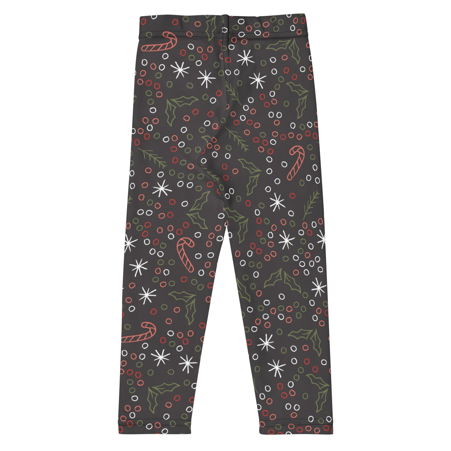 Kids Christmas Candy Canes and Holly Leaves Buttery Soft Leggings