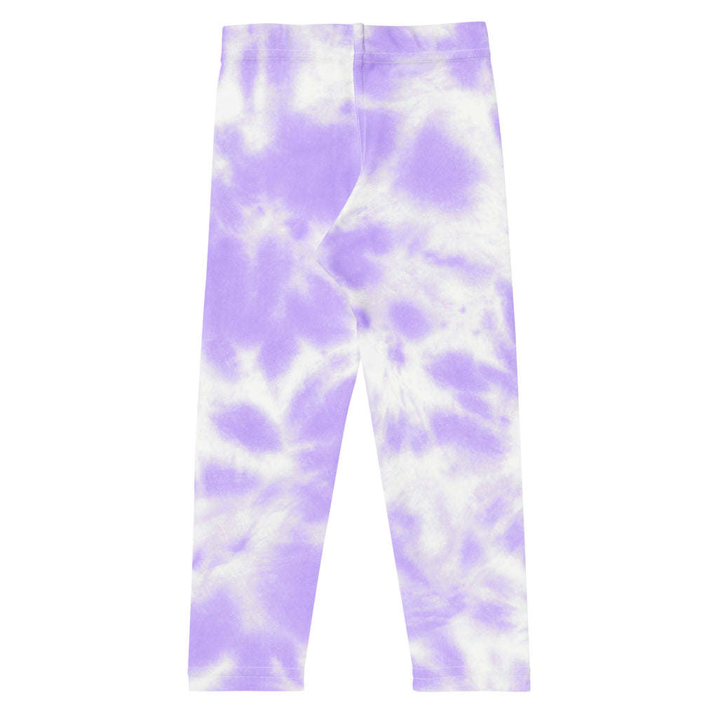 Girls lavender tie dye buttery soft leggings in purple and white featuring a tie-dye pattern and soft fabric