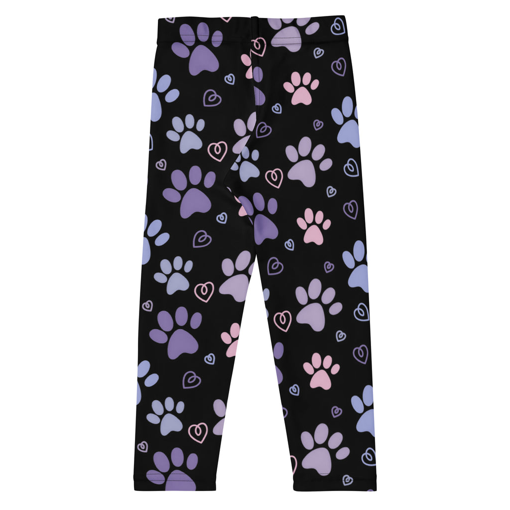 Girls Black Paw Print Buttery Soft Leggings