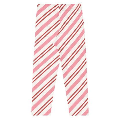 Girls Pink Candy Cane Stripe Buttery Soft Leggings