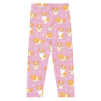 Girls Purple Corgi Dog Buttery Soft Leggings