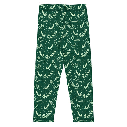 Kids Green Candy Cane Buttery Soft Leggings