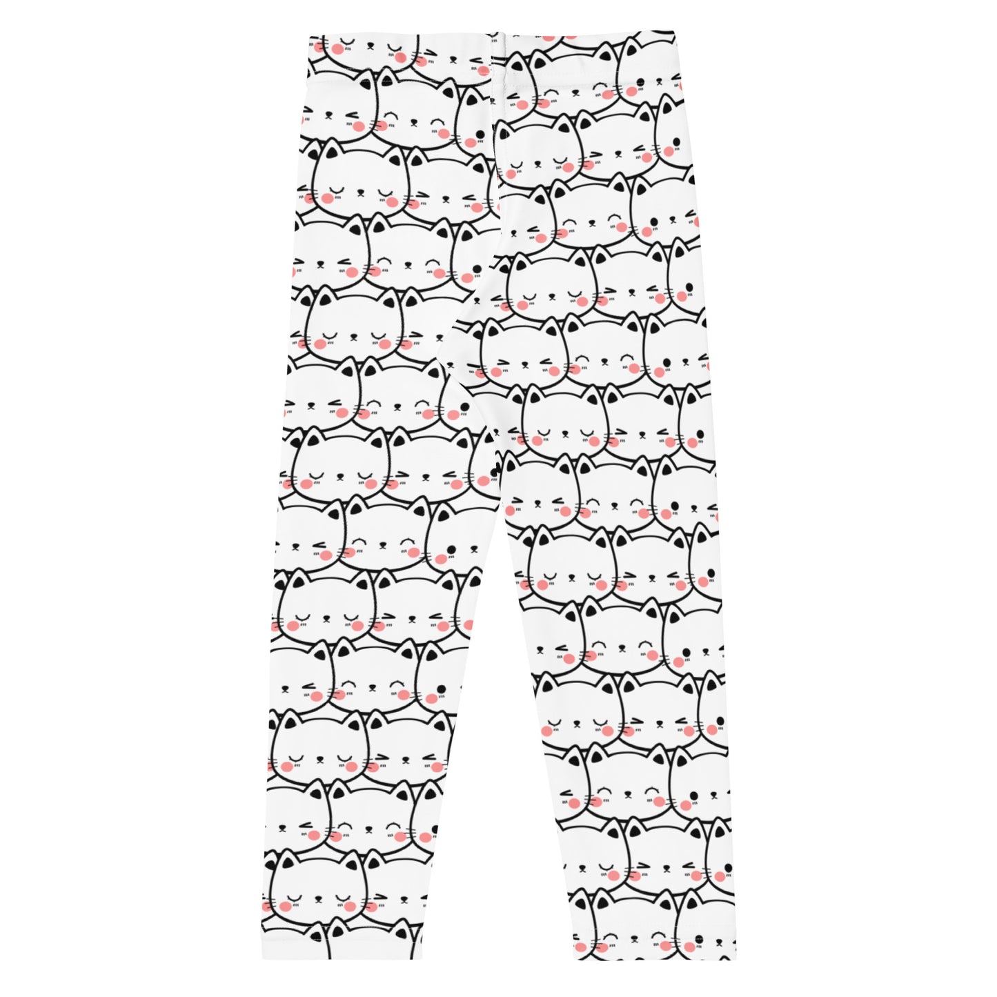 Girls White Cat Face Buttery Soft Leggings