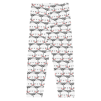 Girls White Cat Face Buttery Soft Leggings