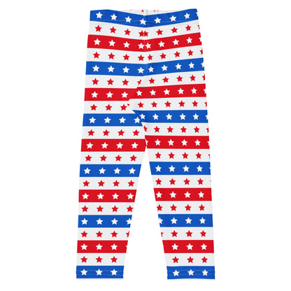 Kids Red, White and Blue Stars and Stripes Buttery Soft Leggings