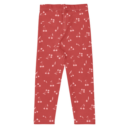 Girls Pink Cherry Pattern Buttery Soft Leggings