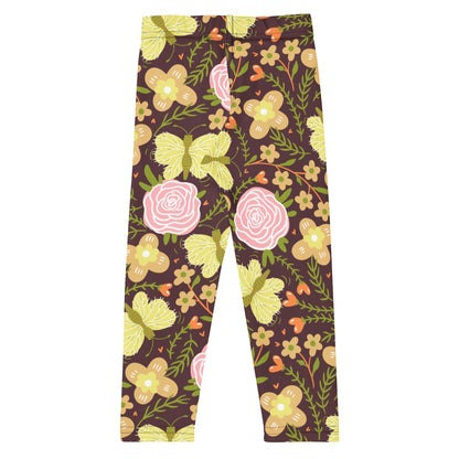Girls Brown Floral Buttery Soft Leggings