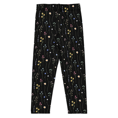 Girls Black Wildflower Buttery Soft Leggings