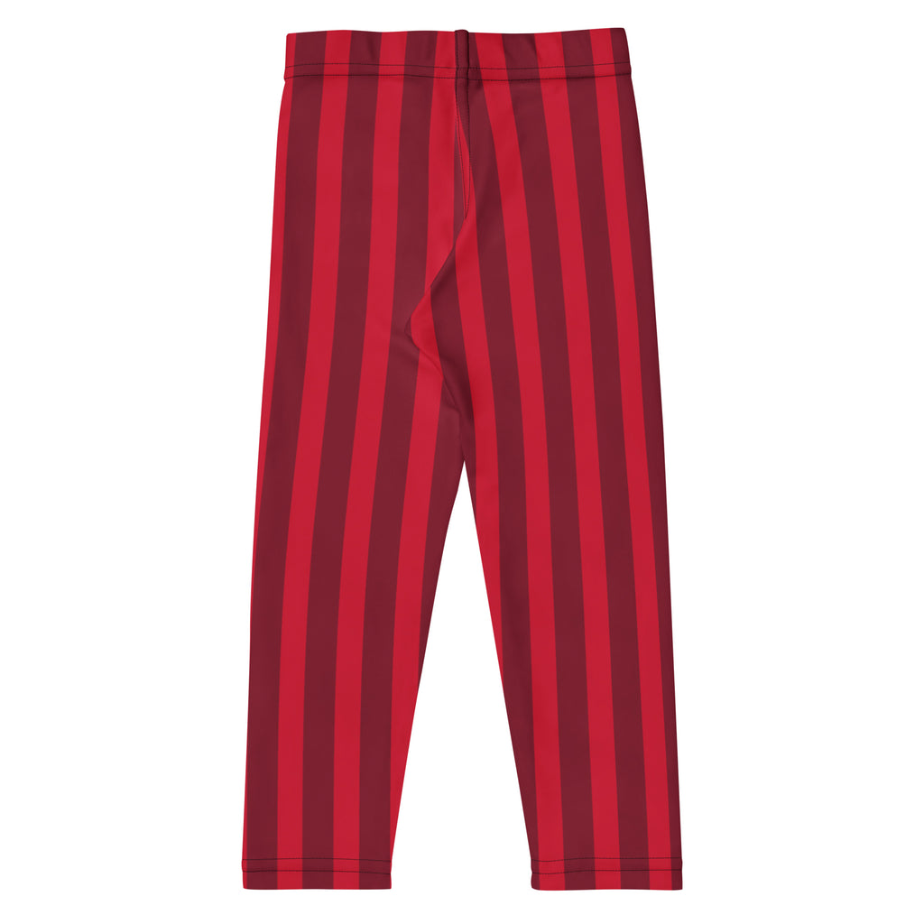Girls red and maroon striped buttery soft leggings perfect for Christmas and holiday wear