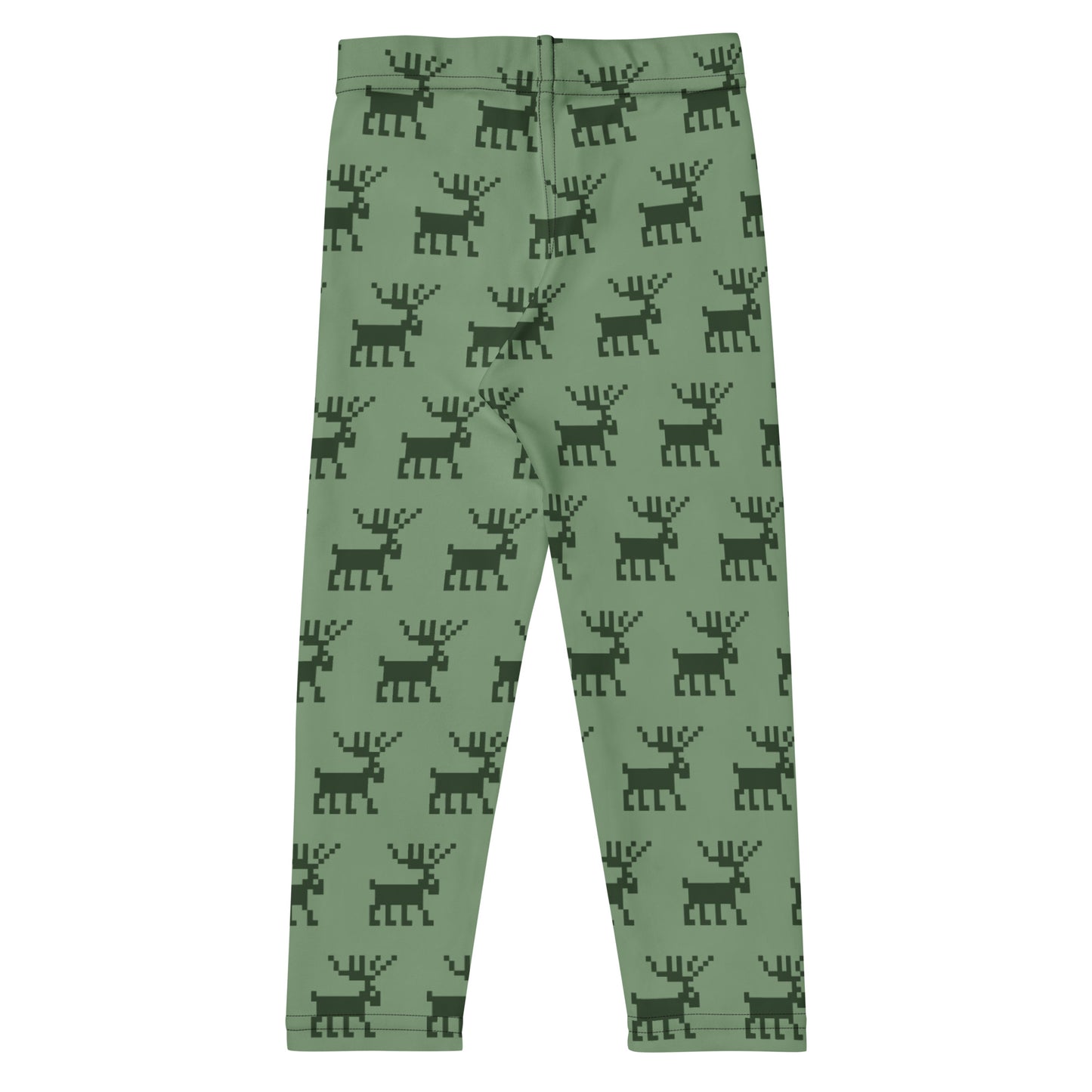 Kids Green Pixel Reindeer Christmas Buttery Soft Leggings