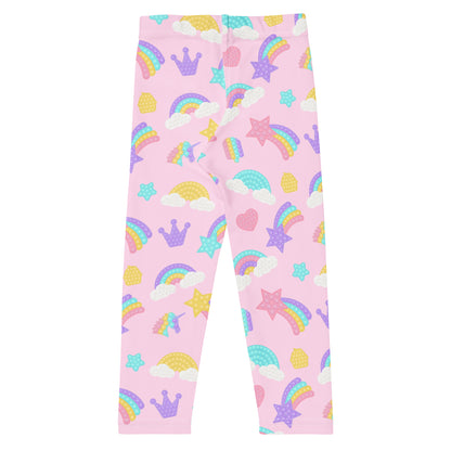 Girls Fidget Toy Themed Rainbow Buttery Soft Leggings