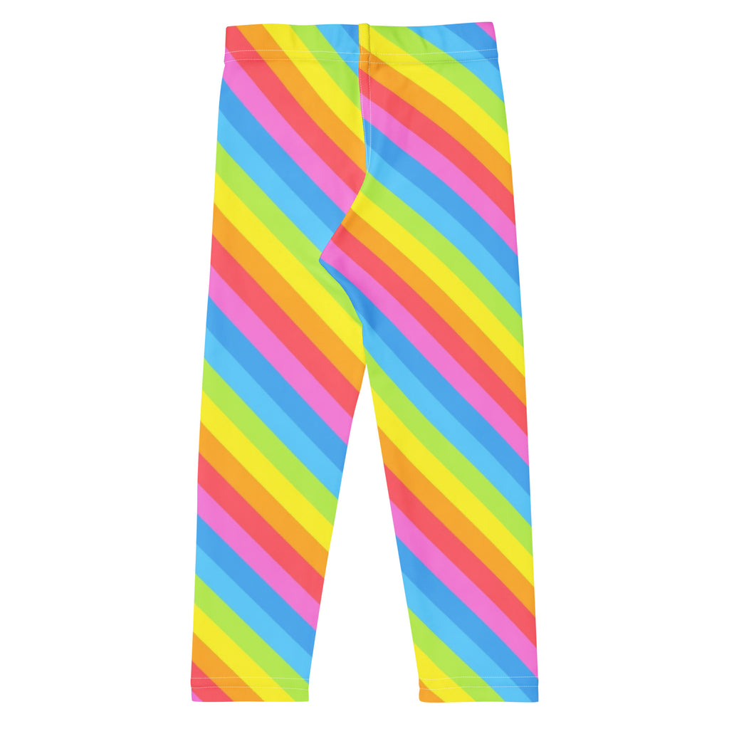 Girls Bright Rainbow Diagonal Striped Buttery Soft Leggings