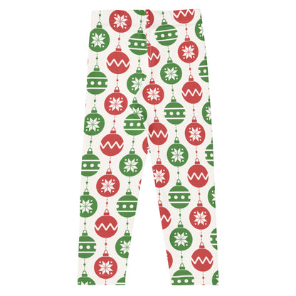 Kids Red and Green Christmas Ornament Buttery Soft Leggings